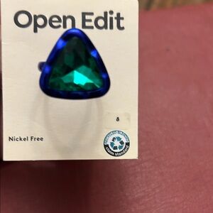 Open Edit Blue and Green Triangle Ring
